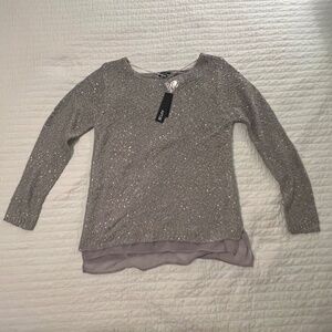 APT.9 | Tunic Top | Size Large | Color: Silver/Gray